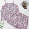 Women's Sky Blue Floral Print Spaghetti Straps Tank Top and Shorts Set - Casual Summer Outfit - Image 11