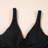 Women's Black Crossed V Neck Adjustable Strap Babydoll Tankini Top for Beach Vacation - Image 20