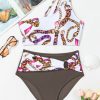 Women's Khaki Abstract Print One Shoulder High Waist Bikini - Chic & Flattering Swimsuit - Image 16