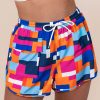 Women's Rose Geometric Printed Drawstring Waist Beach Shorts with Pockets - Image 6