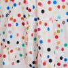 Plus Size White Polka Dot Print Bubble Sleeve Button Up Shirt Dress for Women - Image 5