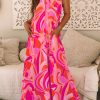 Women's Rose Abstract Printed High Neck Knotted Nape Sleeveless Maxi Dress - Image 6