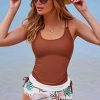 Mineral Red Drawstring Tummy Control 2-Piece Tankini Swimsuit with Floral Shorts - Image 4