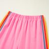 Women's Pink High Waist Sweatpants with Playful Rainbow Stripes - Image 4