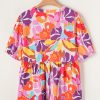 Women's Plus Size Pink Floral Print V Neck Fit and Flare Blouse for Summer - Image 10