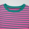 Women's Pink Stripe Colorblock Ruffled Sleeve Crew Neck Blouse - Chic & Stylish - Image 9