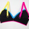 Women's Black Color Block Drawstring Side V Neck High Waist Bikini Set - Image 22