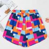 Women's Rose Geometric Printed Drawstring Waist Beach Shorts with Pockets - Image 9