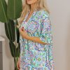 Women's White Boho Floral Printed Rhinestone Open Front Kimono with 3/4 Sleeves - Image 5