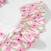 Women's Pink Floral Print Square Neck Ruffled Strap Maxi Dress for Summer - Image 12