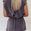 Women's Bristol Black Knit Open Back Drawstring Romper with Cap Sleeves - Image 10