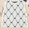 Charming White Bow Pattern Buttoned Side Cropped Sweater Vest for Women - Image 7