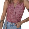Women's Heather Floral Textured V Neck Sleeveless Bodysuit - Elegant and Chic - Image 14