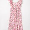 Women's Pink Floral Print Square Neck Ruffled Strap Maxi Dress for Summer - Image 9