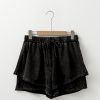 Women's Black Mineral Wash French Terry High Waist Casual Shorts with Drawstring - Image 7