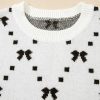 Charming White Bow Pattern Buttoned Side Cropped Sweater Vest for Women - Image 9