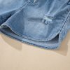 Women's Myosotis High Waist Distressed Denim Shorts with Drawstring - Image 12