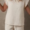 Women's Apricot Textured Ruffled Cap Sleeve Top and Shorts Set - Chic Casual Outfit - Image 3