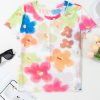 Women's Multicolour Floral Mesh Lettuce Trim Cropped T-Shirt - Image 14