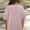 Women's Multicolour Printed Ribbed Knit T-Shirt and Shorts Lounge Set - Image 10