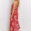 Women's Red Floral Printed Spaghetti Strap Empire Waist Maxi Dress - Bohemian Style for Summer - Image 15