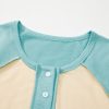 Plus Size Mint Green Color Block Raglan Sleeve Buttoned T-Shirt for Women - Image 15