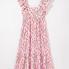 Women's Pink Floral Print Square Neck Ruffled Strap Maxi Dress for Summer - Image 10