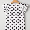 Women's White Polka Dot Print Ruffled Sleeve V Neck Blouse - Chic & Trendy - Image 8