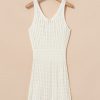 Women's White Eyelet Crochet Sleeveless V Neck Beach Dress - Flattering High Waist Design - Image 14