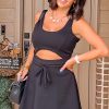 Trendy Women's Black Cut Out Front High Waist Mini Dress - Flattering Fit & Flare - Image 7