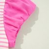 Women's Pink Stripe Ruffled V Neck Cap Puff Sleeve Top for Everyday Elegance - Image 14