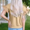 Women's Parchment Two-Tone Ruffle Sleeve Top with Bow Detail - Image 10