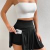 Women's Black A-Line Draped High Waist Skort with Phone Pocket - Image 7