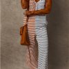 Women's Yellow Stripe Two Tone Contrast Spaghetti Strap Backless Jumpsuit - Image 5