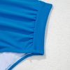 Women's Blue Colorblock Square Neck Bikini Set - Pleated High Waisted Swimwear - Image 24