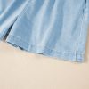 Women's Beau Blue Spaghetti Strap Smocked Denim Romper with Pockets - Image 9