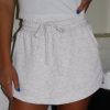 Women's Light Grey French Terry Drawstring Mini Skort with Pockets - Image 5