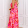 Women's Rose Abstract Printed High Neck Knotted Nape Sleeveless Maxi Dress - Image 9