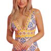 Women's Yellow Floral Print V Neck One Piece Swimsuit - Bohemian Style Monokini - Image 25