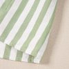 Women's Plus Size Green Stripe Bracelet Sleeve Tasseled Tied Neck Mini Dress - Image 9