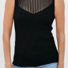 Women's Black Ribbed Texture Mesh Cutout Knitted Sweater Vest - Chic and Comfortable - Image 8