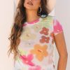 Women's Multicolour Floral Mesh Lettuce Trim Cropped T-Shirt - Image 5