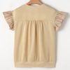 Women's Parchment Two-Tone Ruffle Sleeve Top with Bow Detail - Image 13