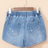 Women's Myosotis High Waist Distressed Denim Shorts with Drawstring - Image 7