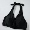 Women's Black Sheer Mesh Edged Halter V Neck Push Up Bikini - Flattering and Stylish Swimwear - Image 16