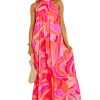 Women's Rose Abstract Printed High Neck Knotted Nape Sleeveless Maxi Dress - Image 21