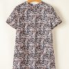 Women's Brown Leopard Print Crew Neck Shift Mini T-Shirt Dress - Image 6