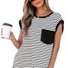 Women's Casual Black Stripe Round Neck Tank Top with Chest Pocket - Image 32