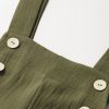 Women's Jungle Green Solid Color Buttoned Straight Leg Overalls - Adjustable Straps for Custom Fit - Image 7