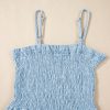 Women's Beau Blue Spaghetti Strap Smocked Denim Romper with Pockets - Image 10